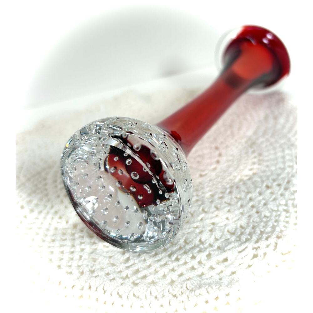 MCM Swedish Art Glass Bud Vase, 9 inch Red Bo Borgstrom - Aseda Glasbruk Studio - Picture 4 of 9